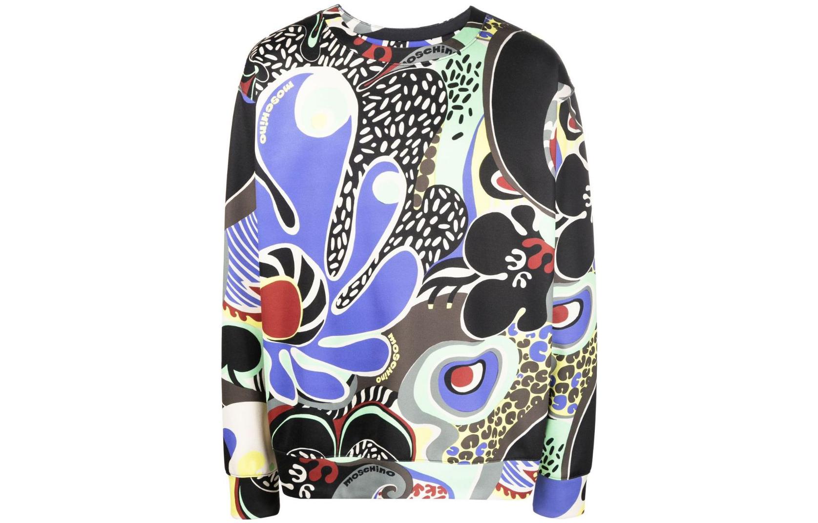 MOSCHINO SS23 Abstract Pattern Crewneck Sweatshirt Men’s Black A1716-2030-1555