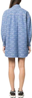 Shop MOSCHINO SS23 字母印花長袖襯衫式洋裝 藍色 A0401-2723-1299