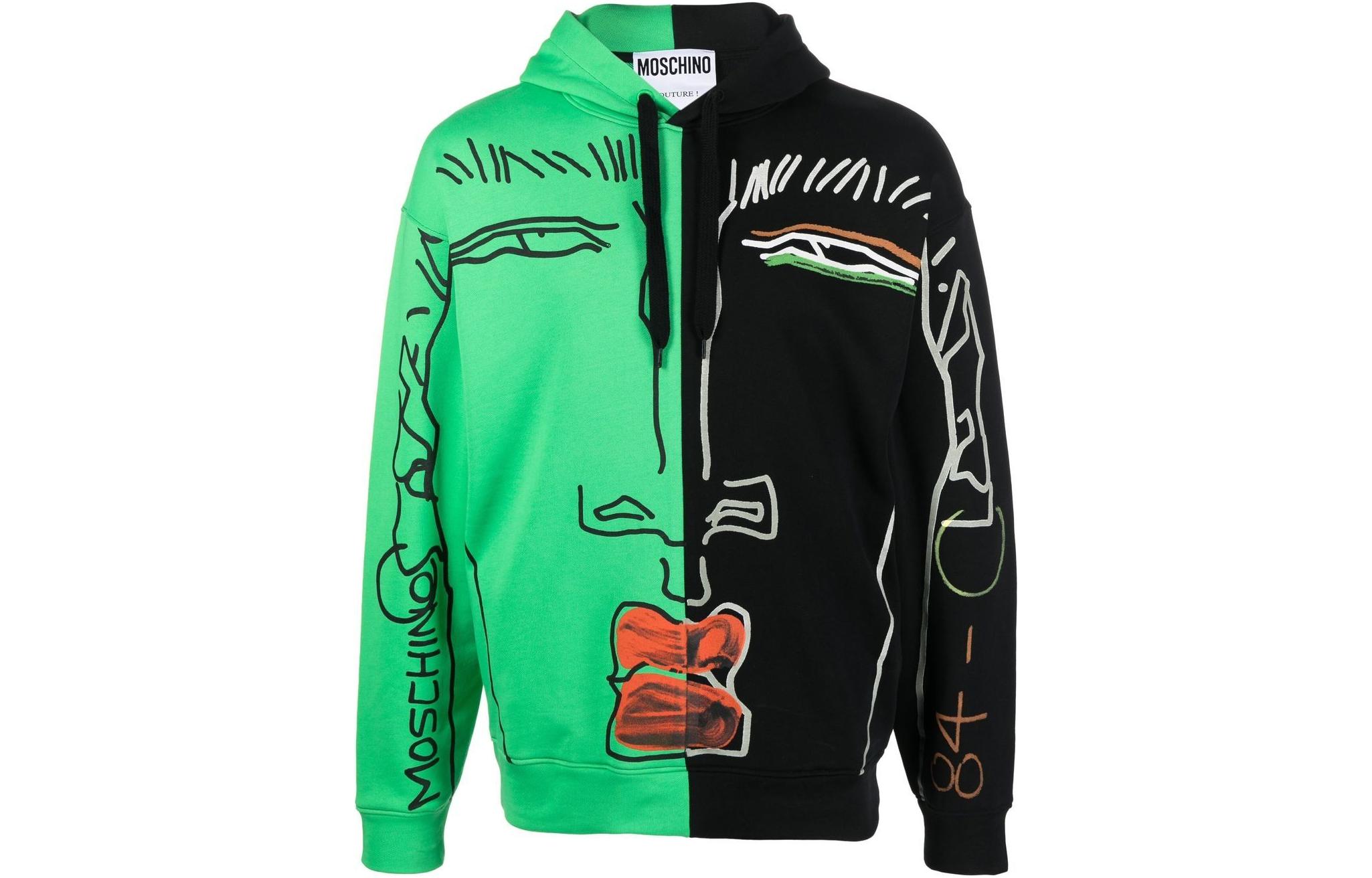 MOSCHINO SS23 Black Green Graphic Print Hoodie A1728-0228-2396