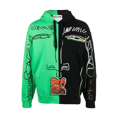 MOSCHINO SS23 Black Green Graphic Print Hoodie A1728-0228-2396