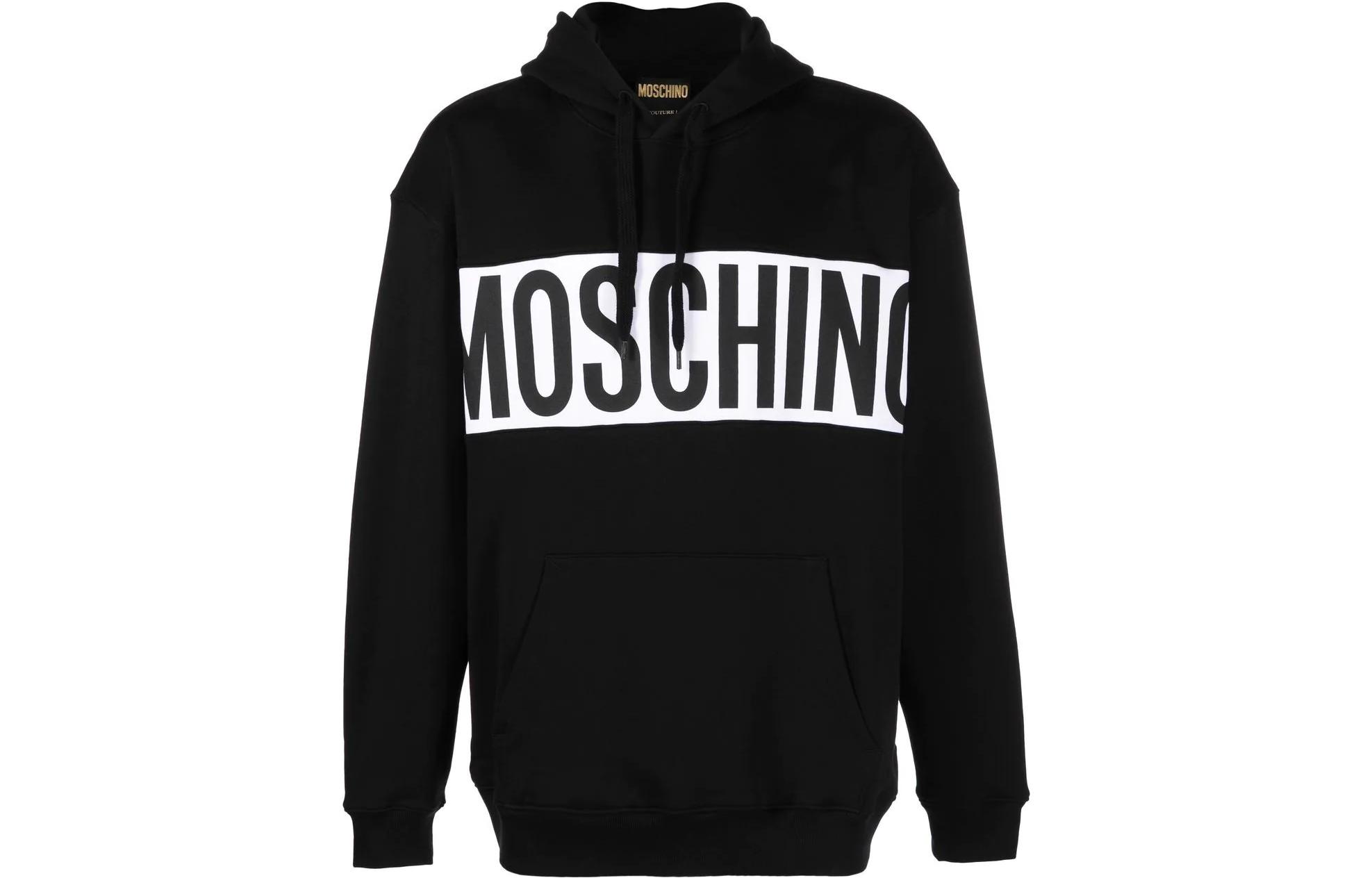 MOSCHINO SS23 Black Hoodie with Logo Print and Letter Design A1730-2028-4555