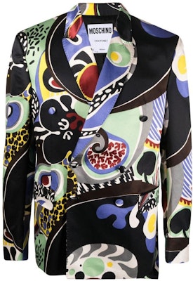 MOSCHINO SS23 Blazer Pria Hitam Pola Double-Breasted. J0510-2055-1555 Order MOSCHINO SS23 Blazer Pria Hitam Pola Double-Breasted. J0510-2055-1555