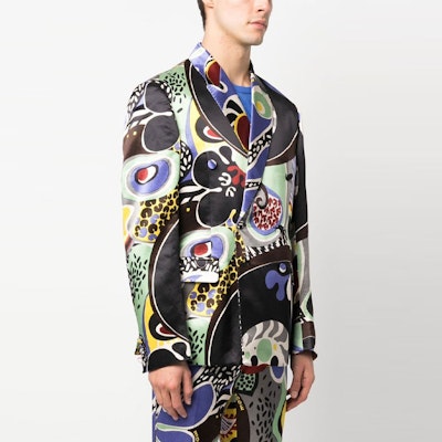 MOSCHINO SS23 Blazer Pria Hitam Pola Double-Breasted. J0510-2055-1555 Purchase MOSCHINO SS23 Blazer Pria Hitam Pola Double-Breasted. J0510-2055-1555