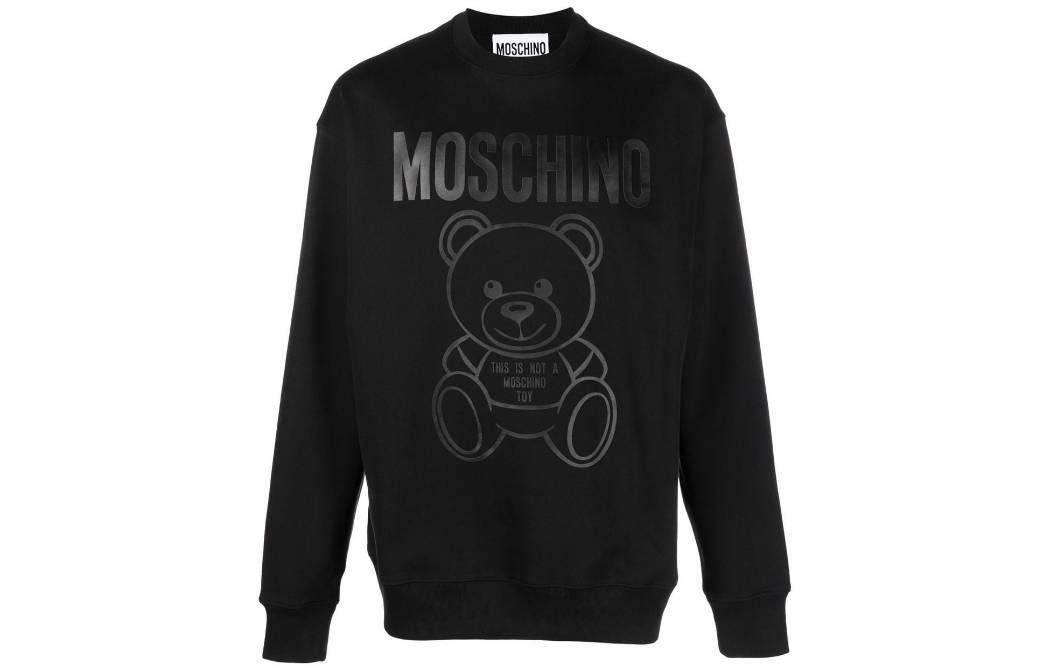 MOSCHINO SS23 Black Teddy Bear Logo Printed Crewneck Sweatshirt Men V1713-2028-1555