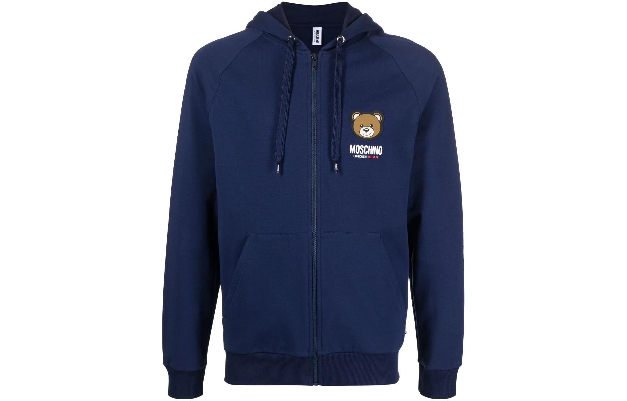 MOSCHINO SS23 Blue Raglan Sleeve Hooded Jacket A1789-4413-0290