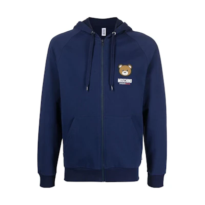 MOSCHINO SS23 Blue Raglan Sleeve Hooded Jacket A1789-4413-0290