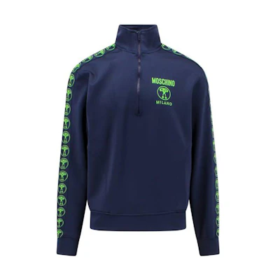 MOSCHINO SS23 Blue Slim-Fit Sweatshirt with Logo Print Design A1725-2029-1290