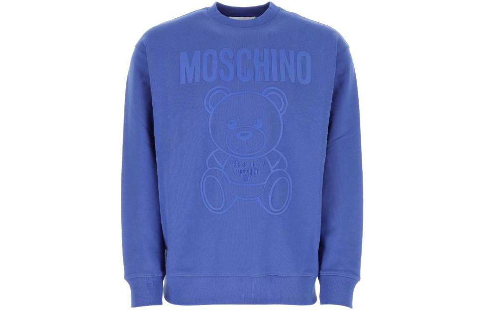 MOSCHINO SS23 Blue Teddy Bear Logo Crewneck Sweatshirt for Men V1713-2028-1297