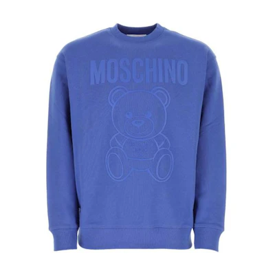 MOSCHINO SS23 Blue Teddy Bear Logo Crewneck Sweatshirt for Men V1713-2028-1297