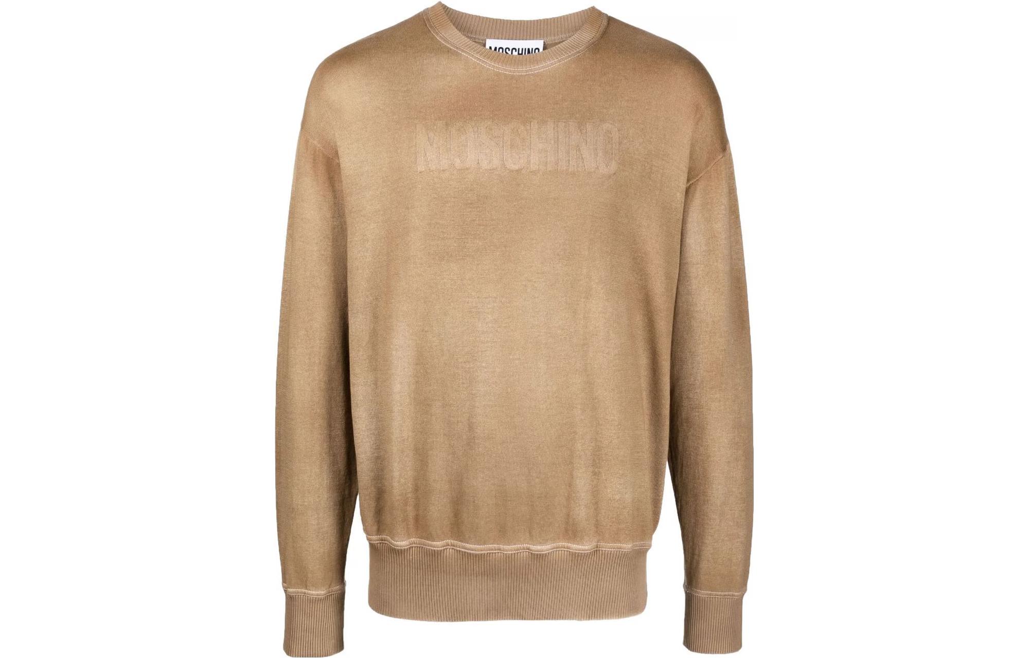 MOSCHINO SS23 Brown Loose-Fit Letter Print Crewneck Sweatshirt J0926-7001-3084