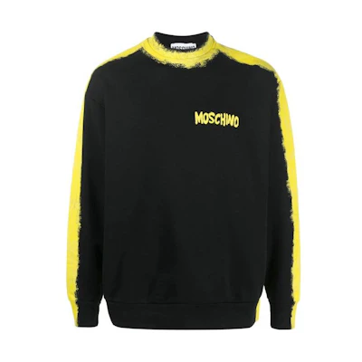 MOSCHINO SS23 Colorblock Crewneck Pullover Long Sleeve Sweatshirt Black Men A1728-2028-3555