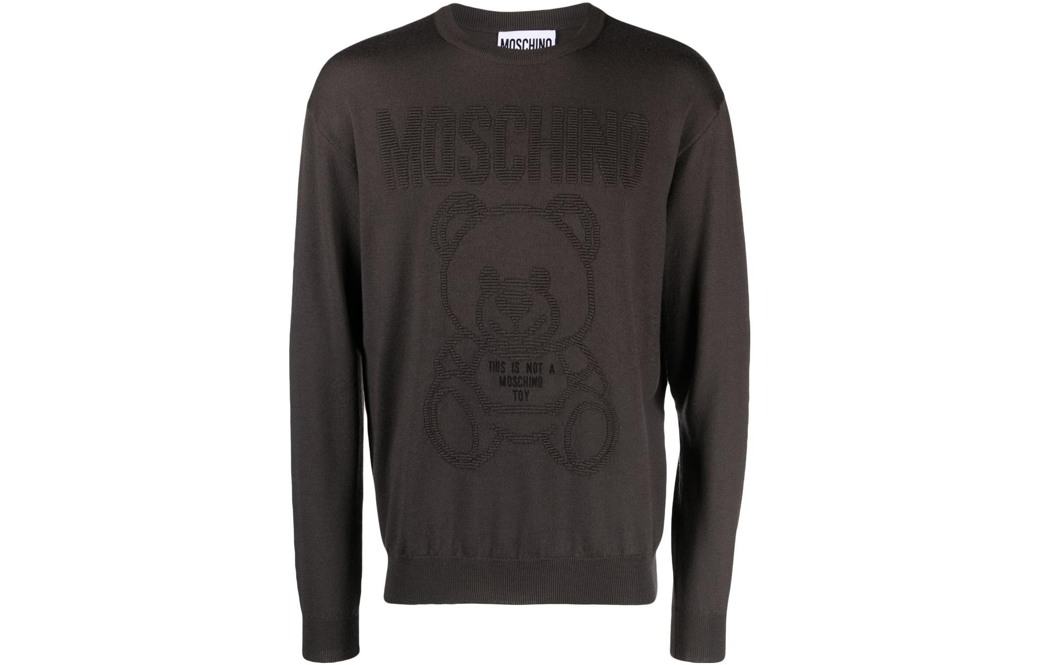 MOSCHINO SS23 Graphic Embroidered Crewneck Sweatshirt Men’s Grey 232ZRA0908-7000-0517