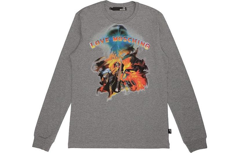 MOSCHINO SS23 Graphic Printed Crewneck Sweatshirt Men’s Grey Long Sleeve M466803-M3448-B922