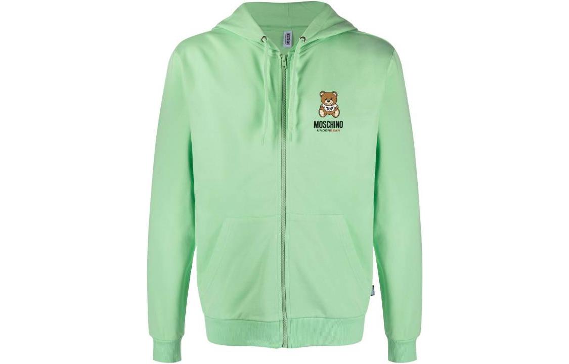 MOSCHINO SS23 Green Logo Bear Print Zip Hoodie Fashion V1787-4409-0449