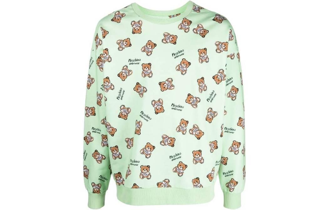 MOSCHINO SS23 Green Teddy Bear Graphic Crewneck Sweatshirt A170244161449