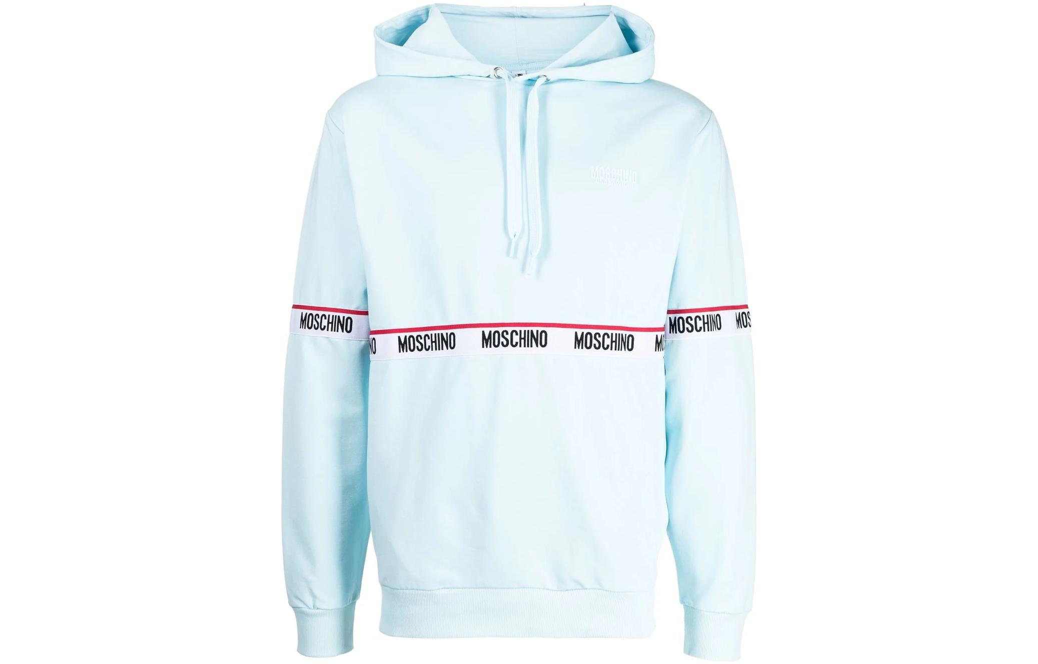 MOSCHINO SS23 Light Blue Hoodie with Letter Logo Design A4703-8104-0332