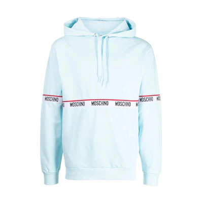 MOSCHINO SS23 Light Blue Hoodie with Letter Logo Design A4703-8104-0332