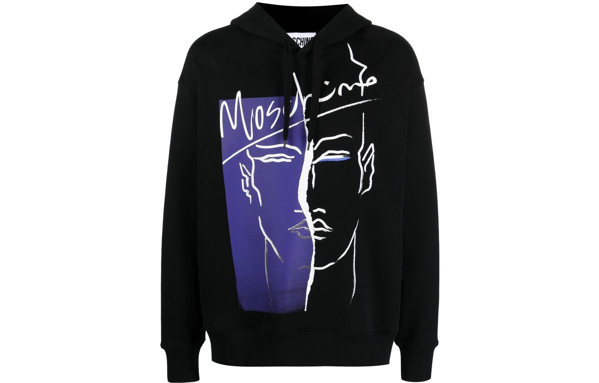 MOSCHINO SS23 Logo Graphic Print Pullover Hoodie Black J1715-0228-1555