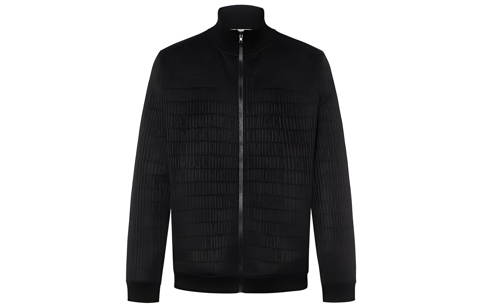 MOSCHINO SS23 Logo Jacquard Zip Jacket Men’s Black A1702-2629-0555