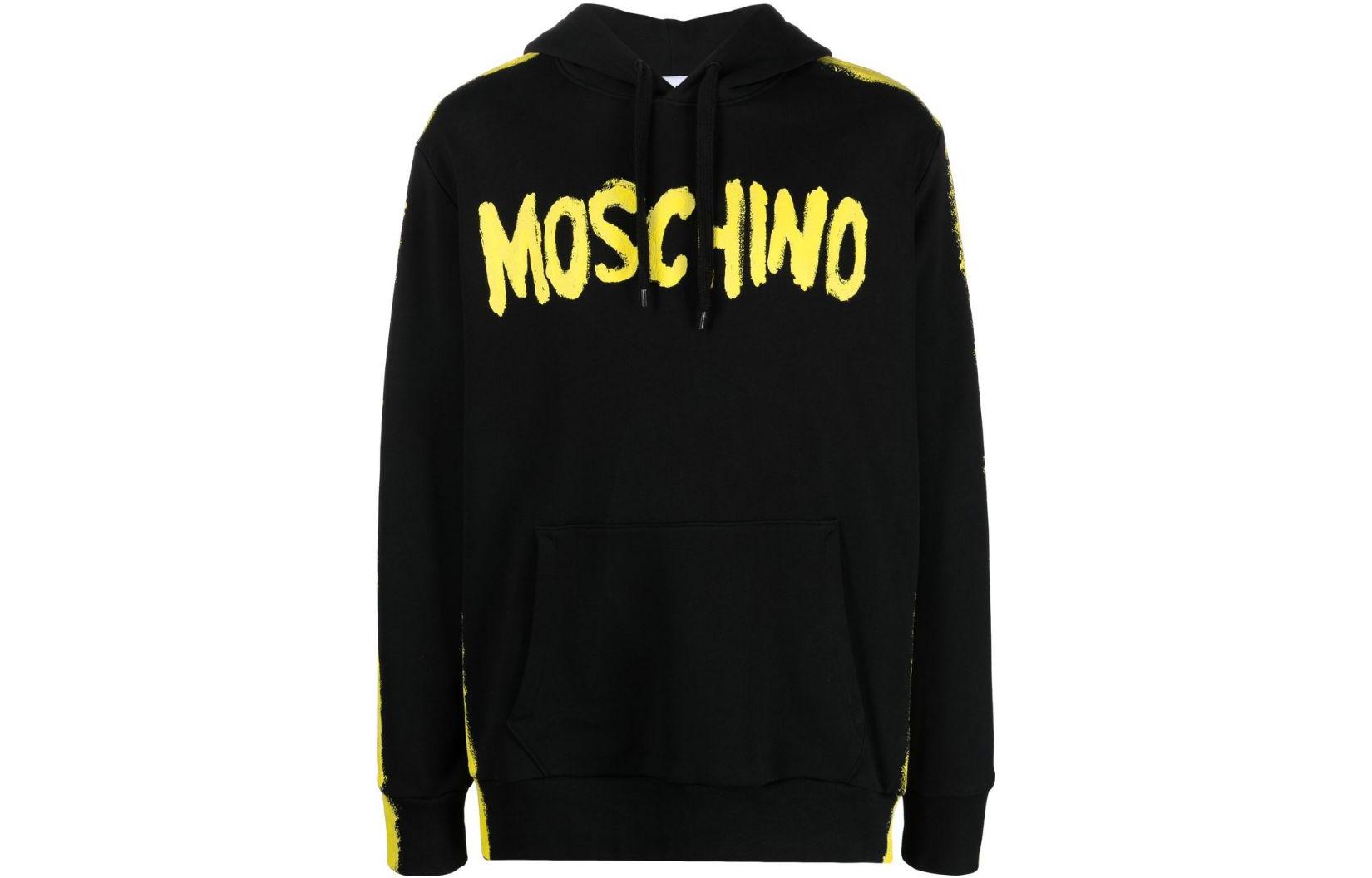 MOSCHINO SS23 Logo Print Colorblock Hoodie Black () A1706-2028-3555