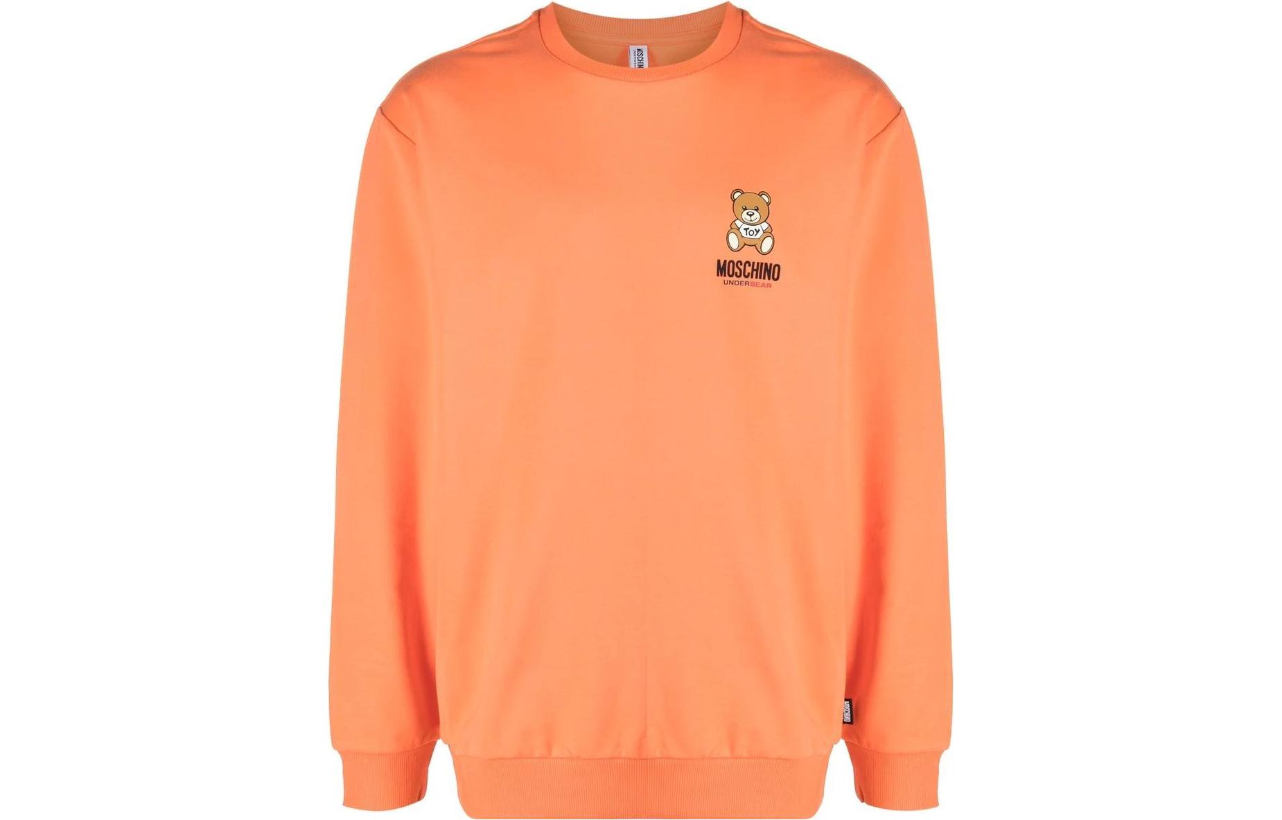 MOSCHINO SS23 Logo Print Crewneck Pullover Sweatshirt Orange () V1785-4409-0035