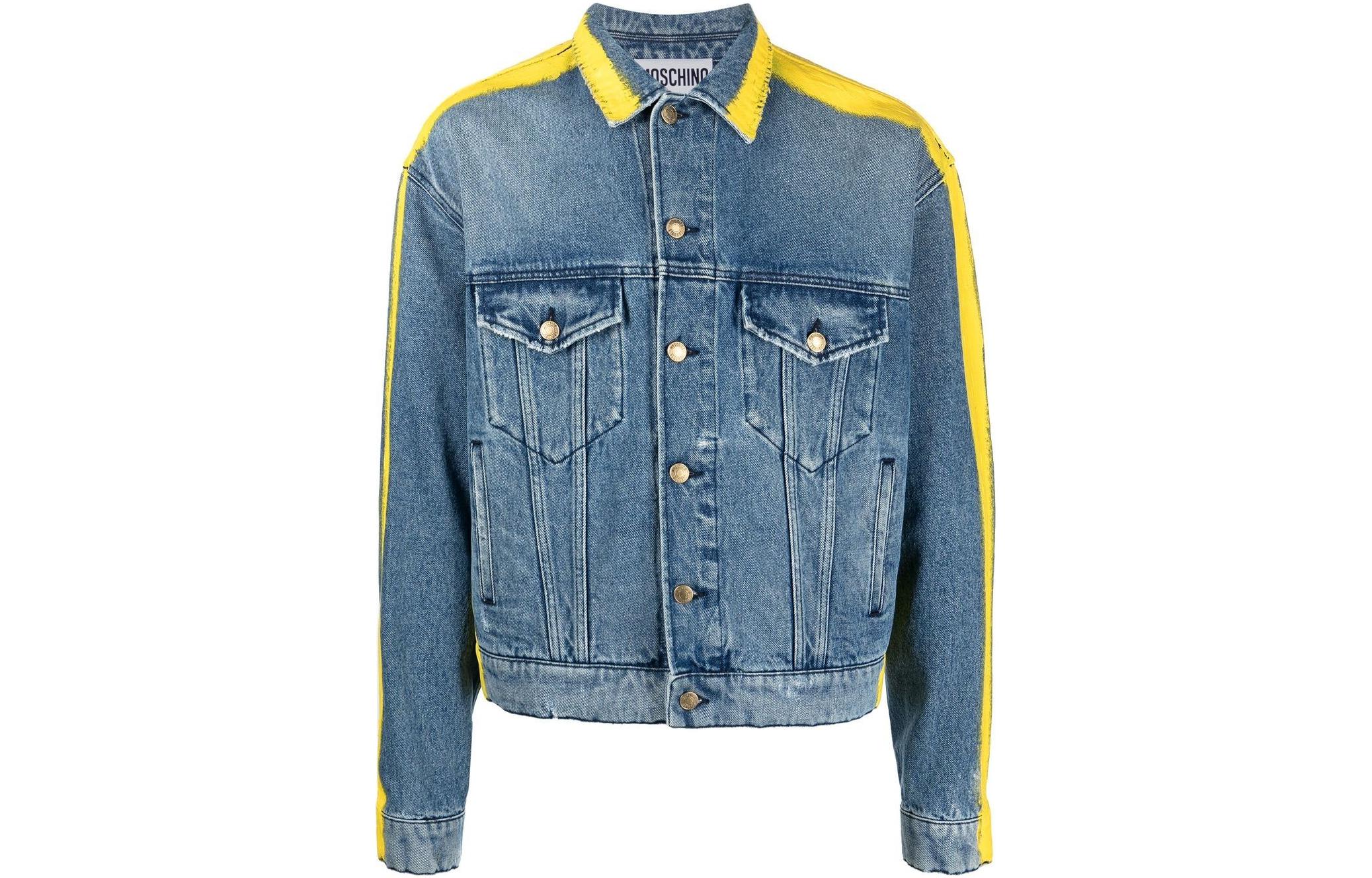 MOSCHINO SS23 Logo Print Denim Jacket Blue - Fashion A0601-2022-1295