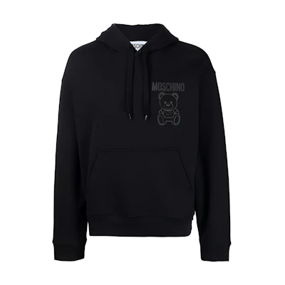 MOSCHINO SS23 Logo Print Drawstring Hoodie Black V1729-2028-1555