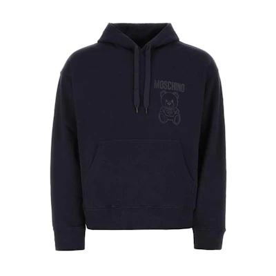 MOSCHINO SS23 Logo Print Drawstring Hoodie Navy Blue V1729-2028-1290