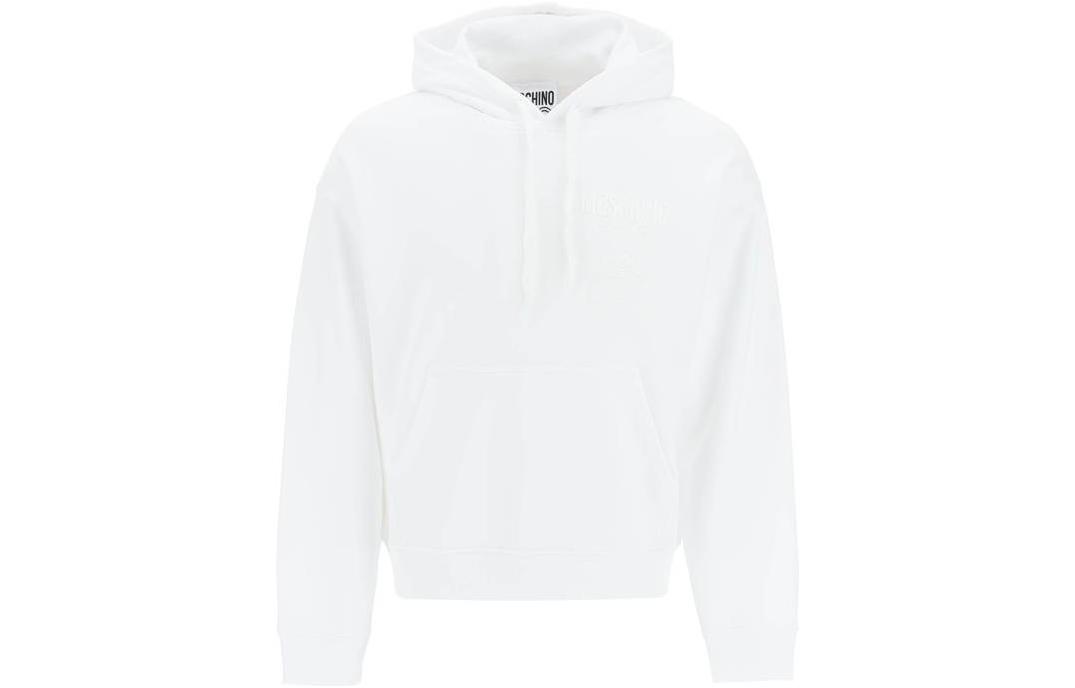 MOSCHINO SS23 Logo Print Drawstring Hoodie White Long Sleeve V1729-2028-1001