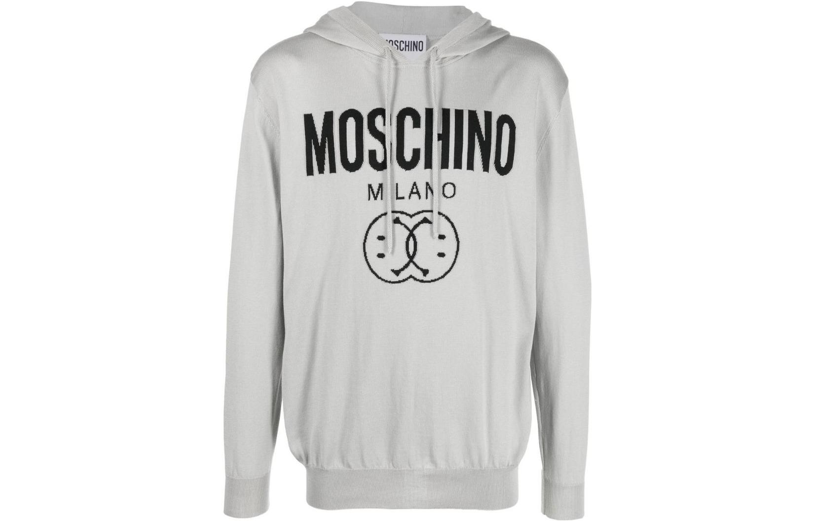 MOSCHINO SS23 Logo Print Hoodie Light Grey A0934-2001-3486