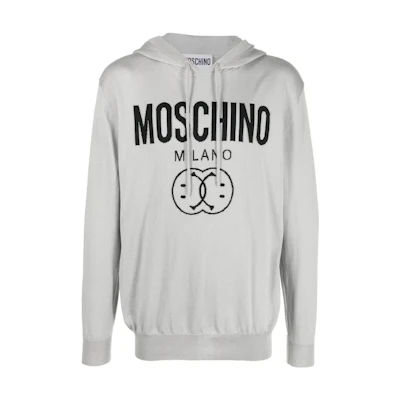 MOSCHINO SS23 Logo Print Hoodie Light Grey A0934-2001-3486