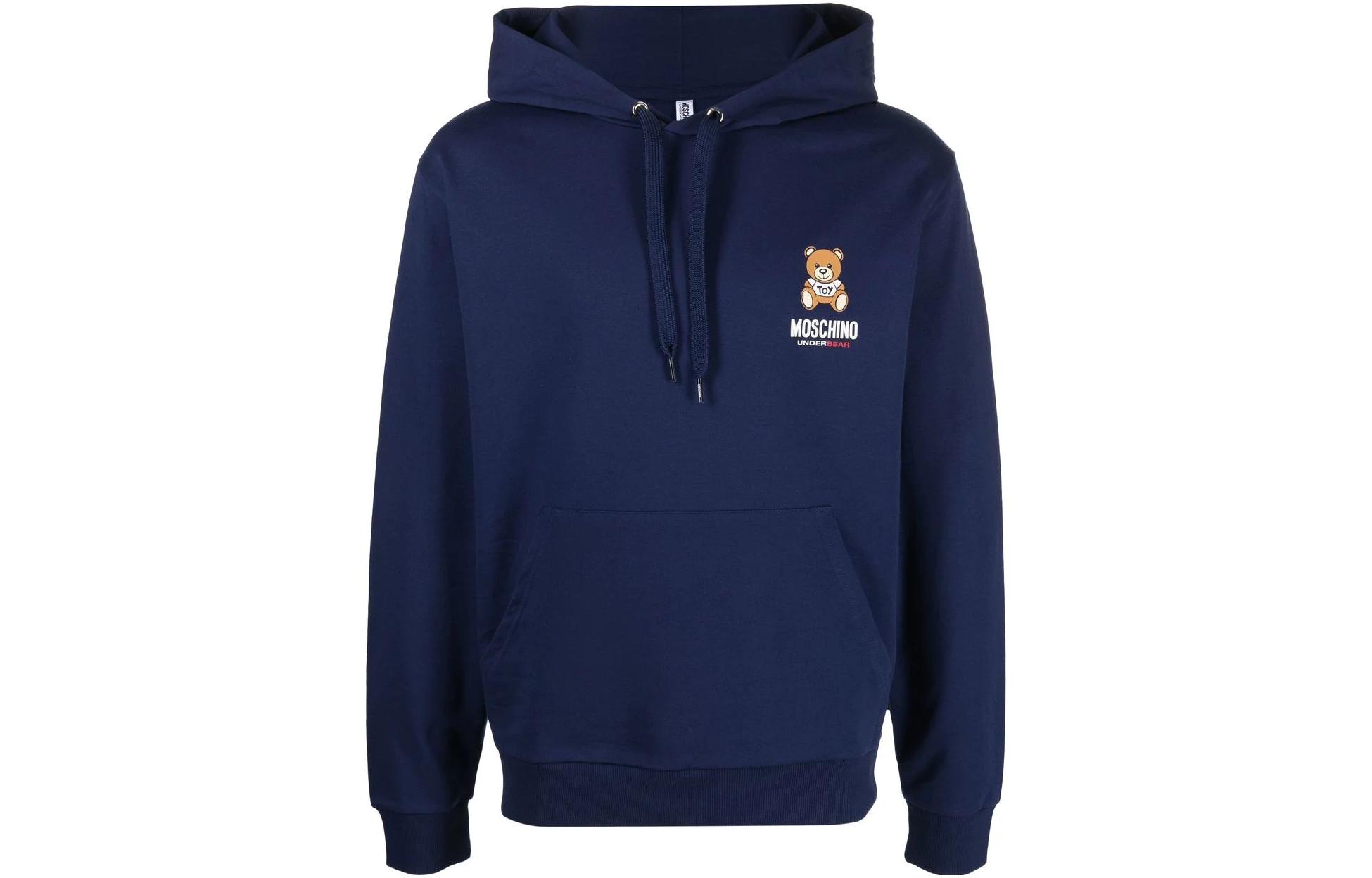 MOSCHINO SS23 Logo Print Navy Blue Hoodie Men A1786-4409-0290