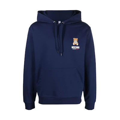 MOSCHINO SS23 Logo Print Navy Blue Hoodie Men A1786-4409-0290