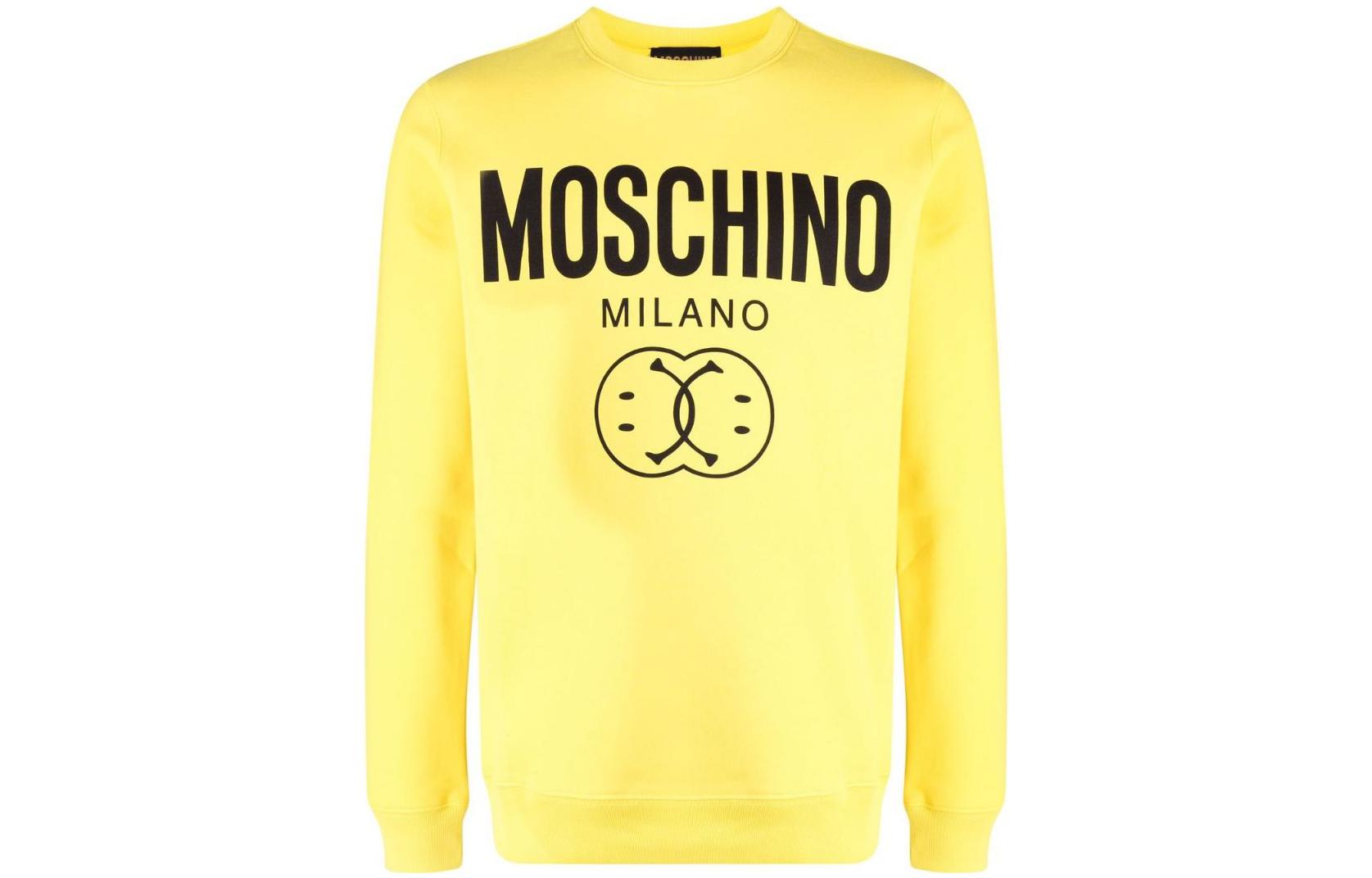 MOSCHINO SS23 Loose Fit Yellow Letter Graphic Crewneck Sweatshirt Men A1719-2028-1032