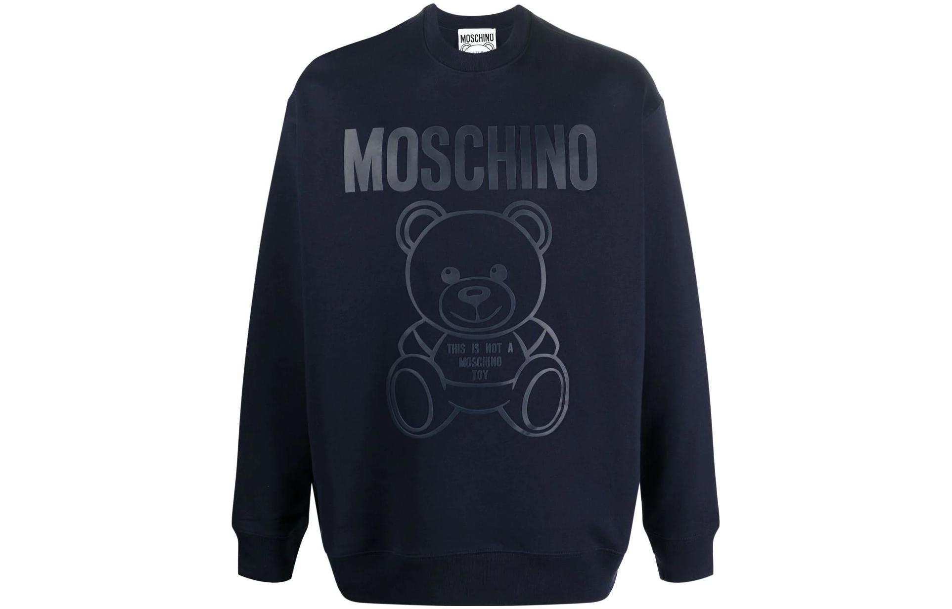 MOSCHINO SS23 Navy Blue Bear Logo Crewneck Sweatshirt for Men V1713-2028-1290