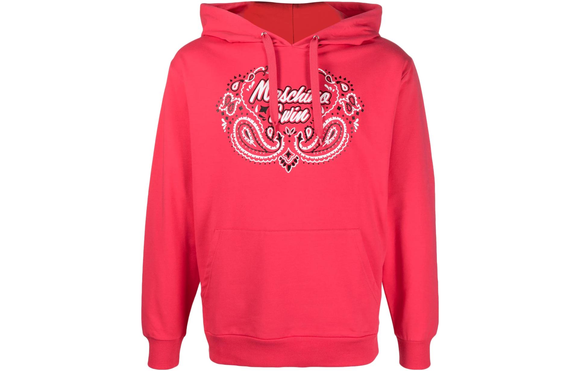 MOSCHINO SS23 Paisley Print Red Hoodie Men’s Long Sleeve A1710-9430-0215