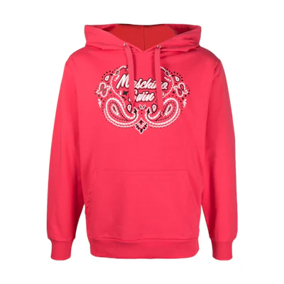 MOSCHINO SS23 Paisley Print Red Hoodie Men’s Long Sleeve A1710-9430-0215
