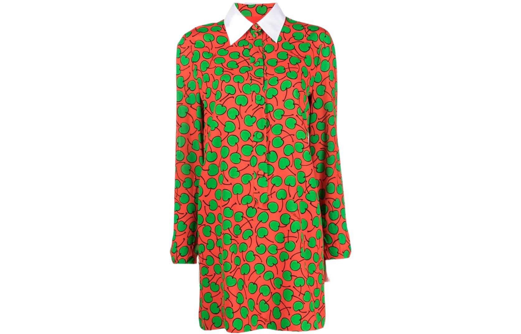 MOSCHINO SS23 Printed Long Sleeve Shift Dress with Collar - Multicolor A0415-0561-2127