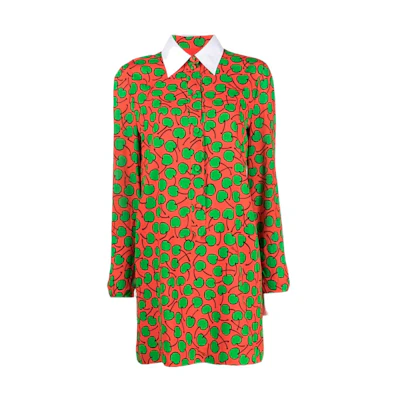 MOSCHINO SS23 Printed Long Sleeve Shift Dress with Collar - Multicolor A0415-0561-2127