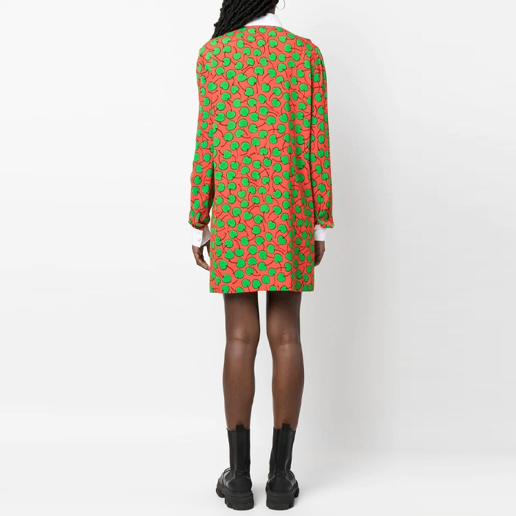 Shop MOSCHINO SS23 彩色印花翻領長袖連衣裙 A0415-0561-2127