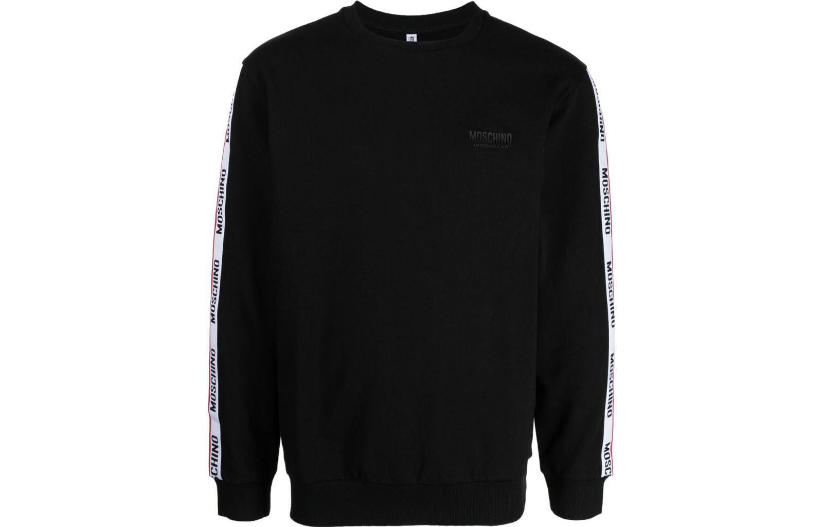 MOSCHINO SS23 Side Logo Crewneck Long Sleeve Sweatshirt Black () A4701-8104-0555