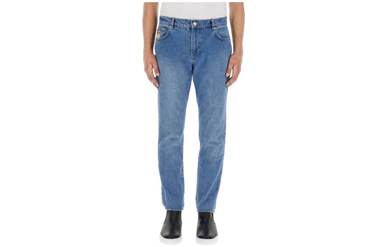 MOSCHINO SS23 Solid Color Straight Leg Jeans  Blue 0349-7022-0288