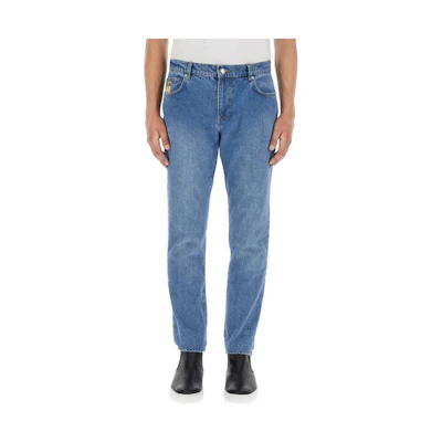 MOSCHINO SS23 Solid Color Straight Leg Jeans Blue 0349-7022-0288