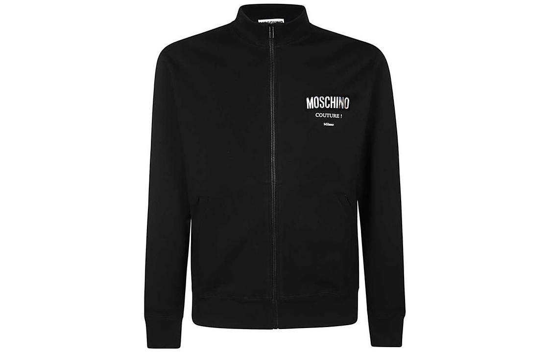 MOSCHINO SS23 Solid Color Zip-Up Sweatshirt Black - Long Sleeve Top ZA1707-5227-1555
