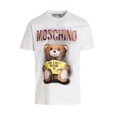MOSCHINO SS23 Teddy Bear Logo Print Crew Neck T-Shirt White V0733-0241-1001