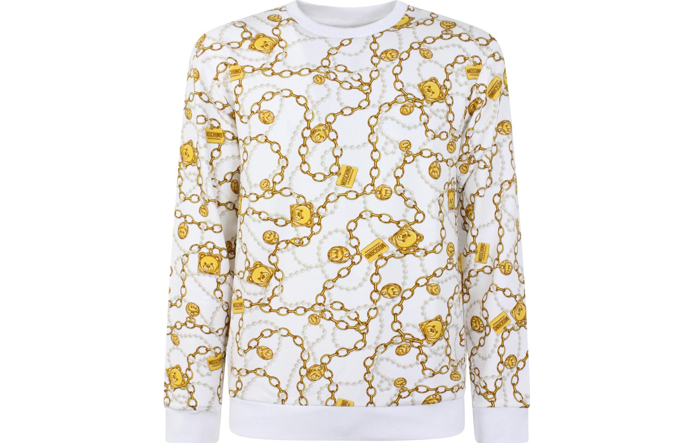 MOSCHINO SS23 Teddy Bear Print Crewneck Sweatshirt Men’s Off-White 1716-8108-1001