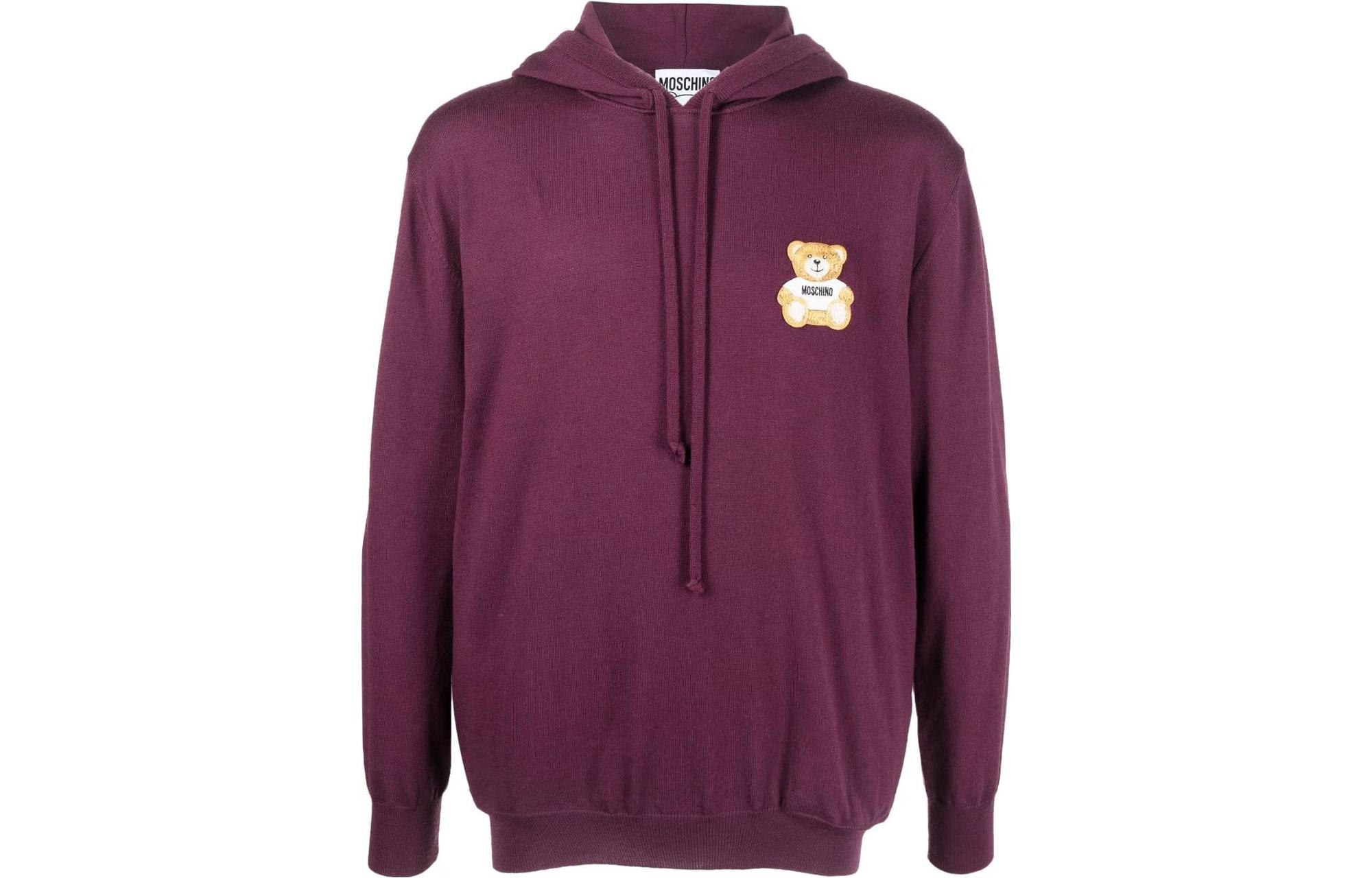 MOSCHINO SS23 Teddy Bear Print Drawstring Hoodie Mulberry Purple V0914-7000-0195