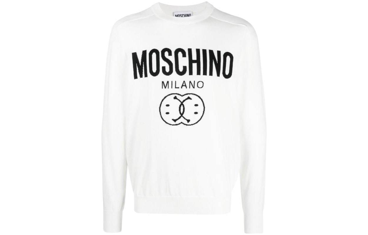 MOSCHINO SS23 White Crewneck Letter Print Pullover Sweatshirt A0933-2001-3002
