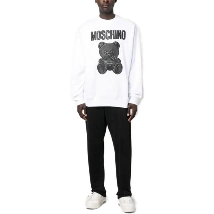Lookbook Moschino SS23 White Teddy Bear Print Crewneck Sweatshirt Long Sleeve V17137-0281-1001