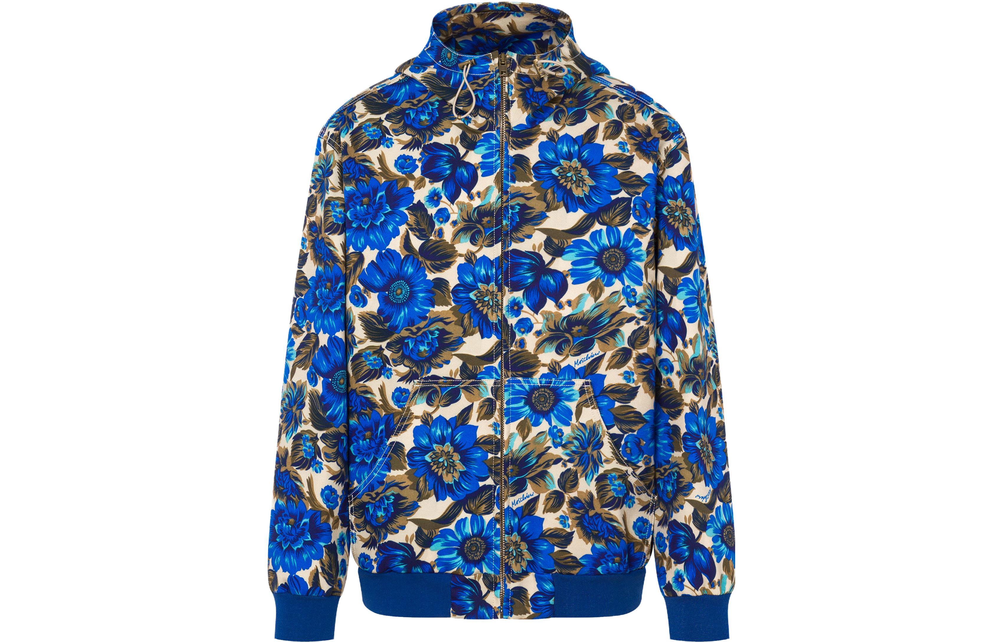 MOSCHINO SS24 Blue Floral Stretch Bomber Jacket A0632-2055-1365